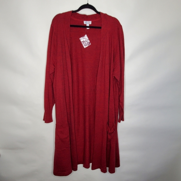 NEW Denim & Co. Marled Long-Line Open Front Cardigan Size 5X Long Sleeve Duster - Picture 2 of 13
